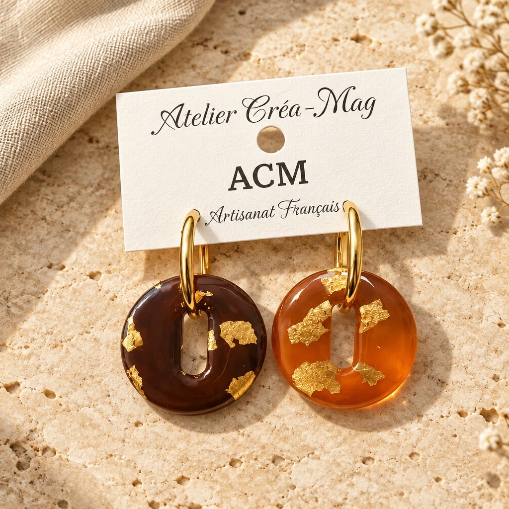 Boucles d’oreilles Automnales orange-chocolat