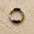 Bracelet Noir Doré tacheté écru