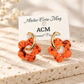 Boucles d’oreilles Fleurs Orange & Noir
