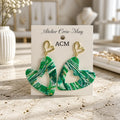 Boucles d’oreilles Collection Émeraude et Or Cœur