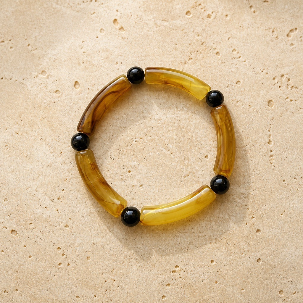 Bracelet homme ambre & noir