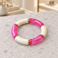 Bracelet Ivoire et Rose translucide marbré, doré