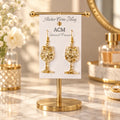 Boucles d’oreilles artisanales « Verres à pied scintillants » paillettes dorées