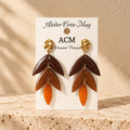 Boucles d’oreilles artisanales Feuilles d’automne – Chocolat, caramel et ambre